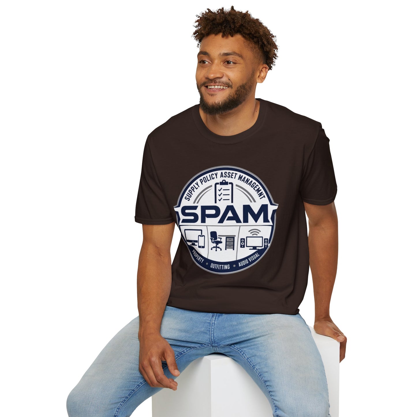 SPAM Supply Policy Asset Management T-Shirt — Logistics/ IT / Admin Graphic Tee