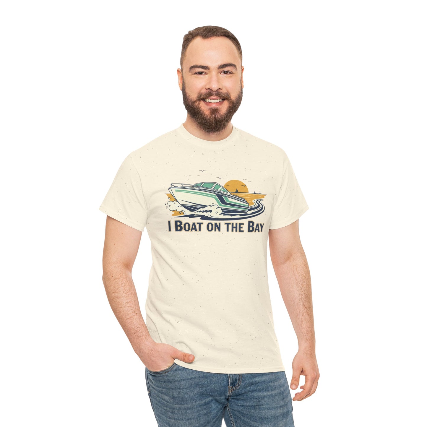 Boat on the Bay T-Shirt — Retro Motorboat Sunset Tee Printify