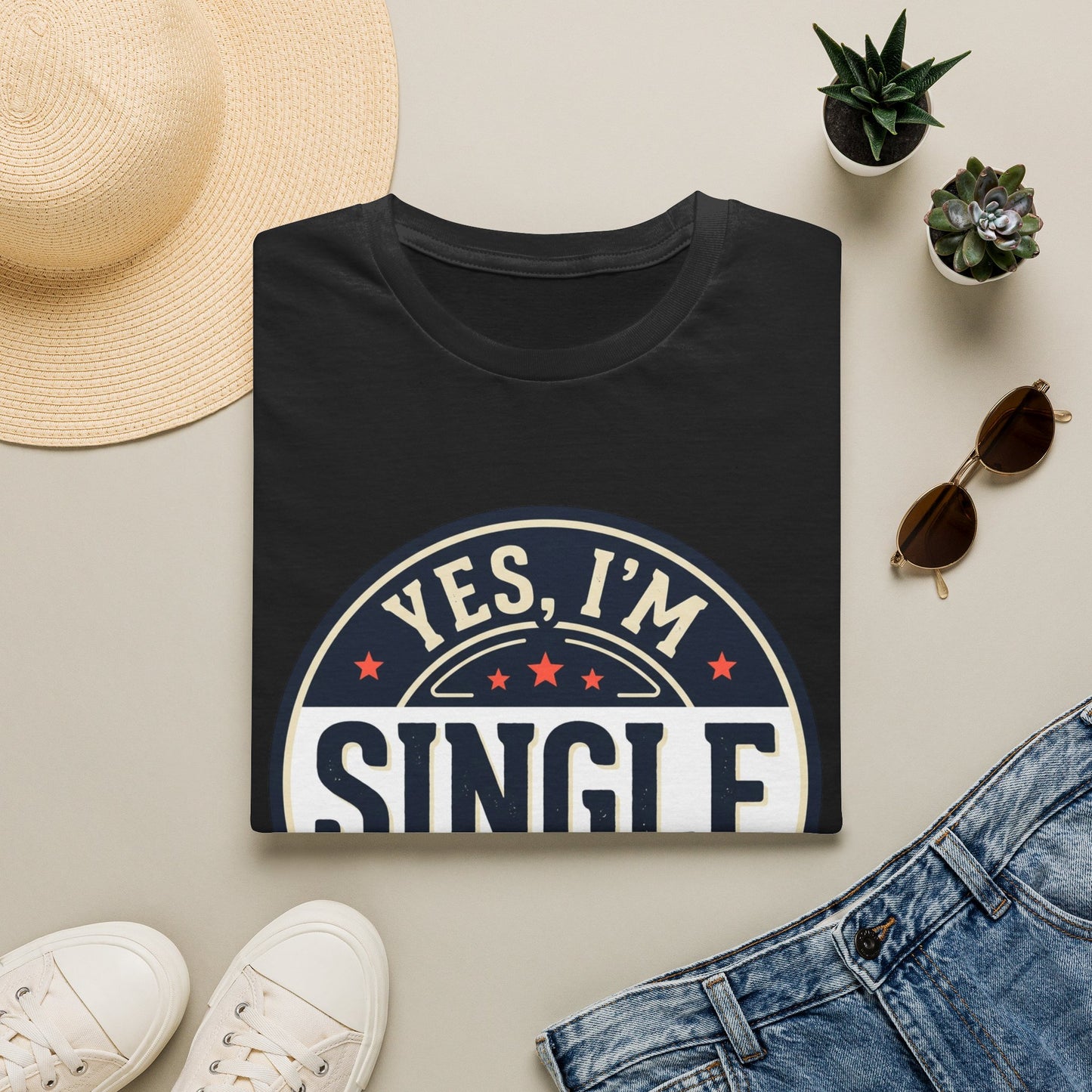 "Yes, I’m Single" Graphic Tee - Single Badge T-Shirt