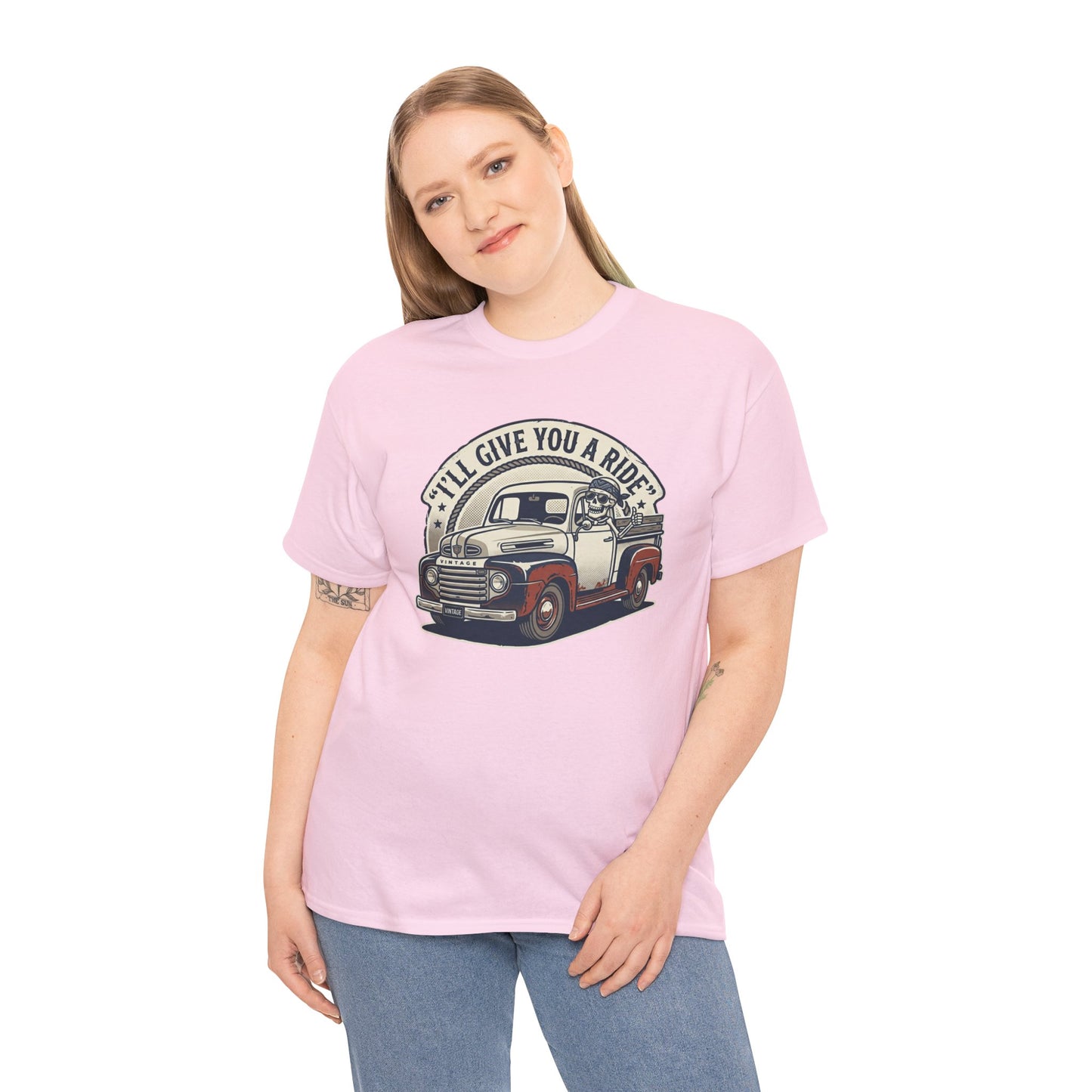 Vintage Pickup Truck T-Shirt — “I’ll Give You a Ride” Classic Retro Tee Printify