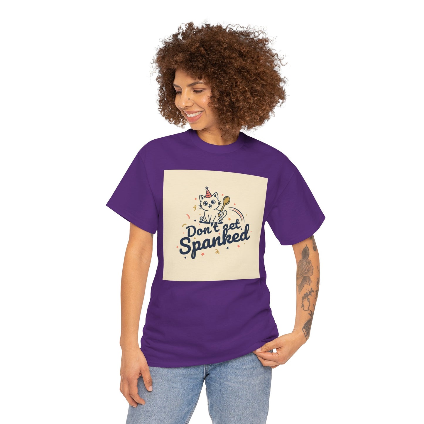 Don’t Get Spanked Cat Tee — Cute Retro Kitten Graphic T-Shirt Printify
