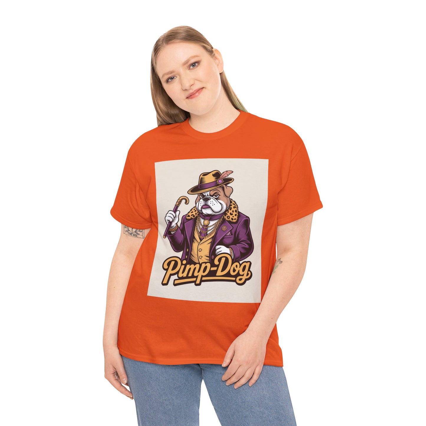 Pimp-Dog Graphic Tee — Retro Bulldog Character Shirt Printify