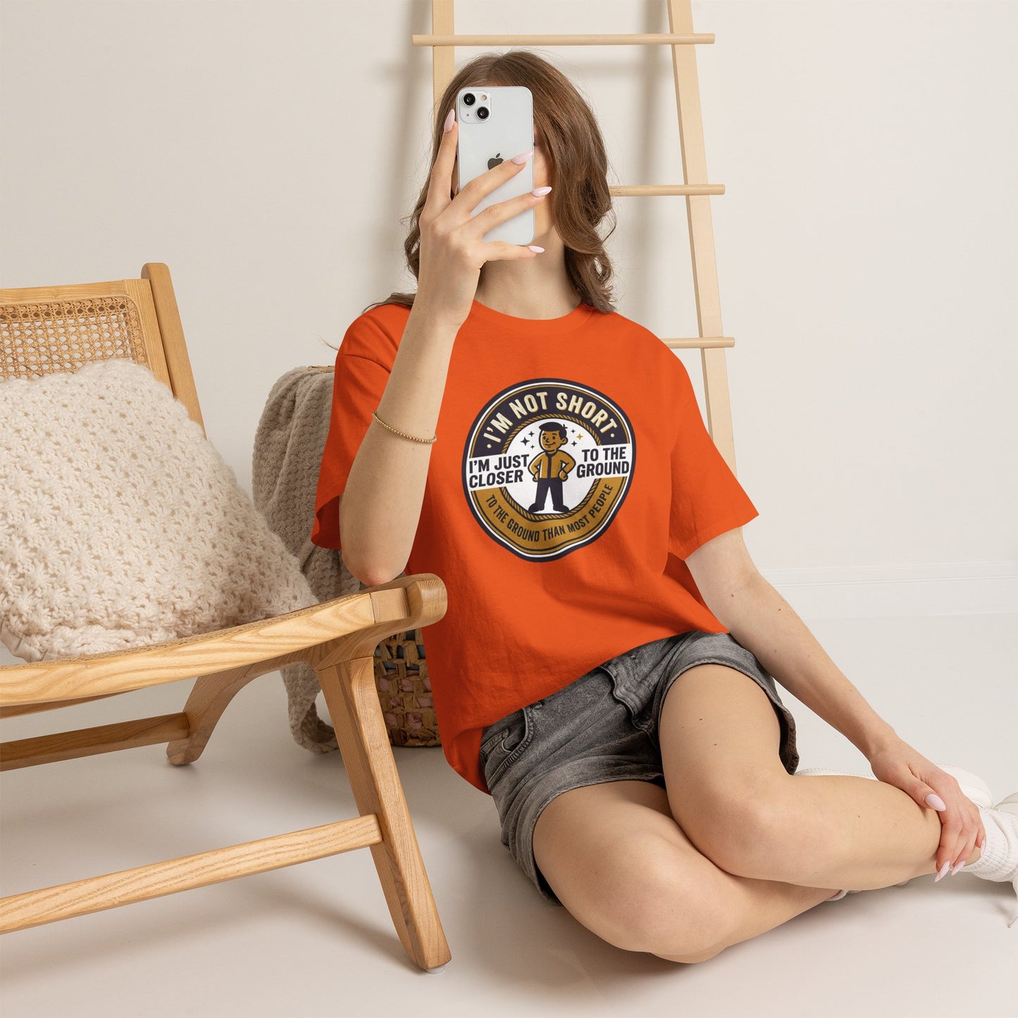 "I'm Not Short, I'm Just Closer to the Ground" Funny Short Height Graphic Tee