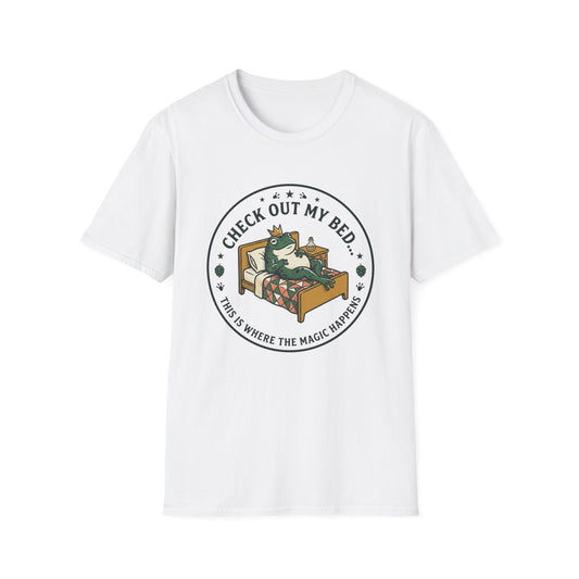 "Check Out My Bed" Cat Illustration Tee (There’s Where the Magic Happens)