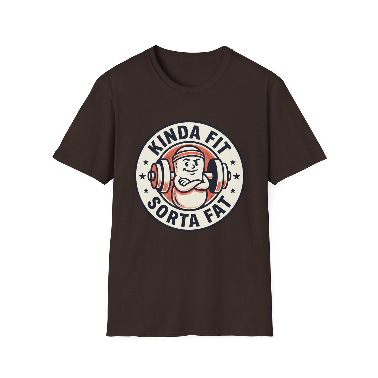 Kinda Fit Sorta Fat Funny Gym T-Shirt — Humorous Weightlifting Tee