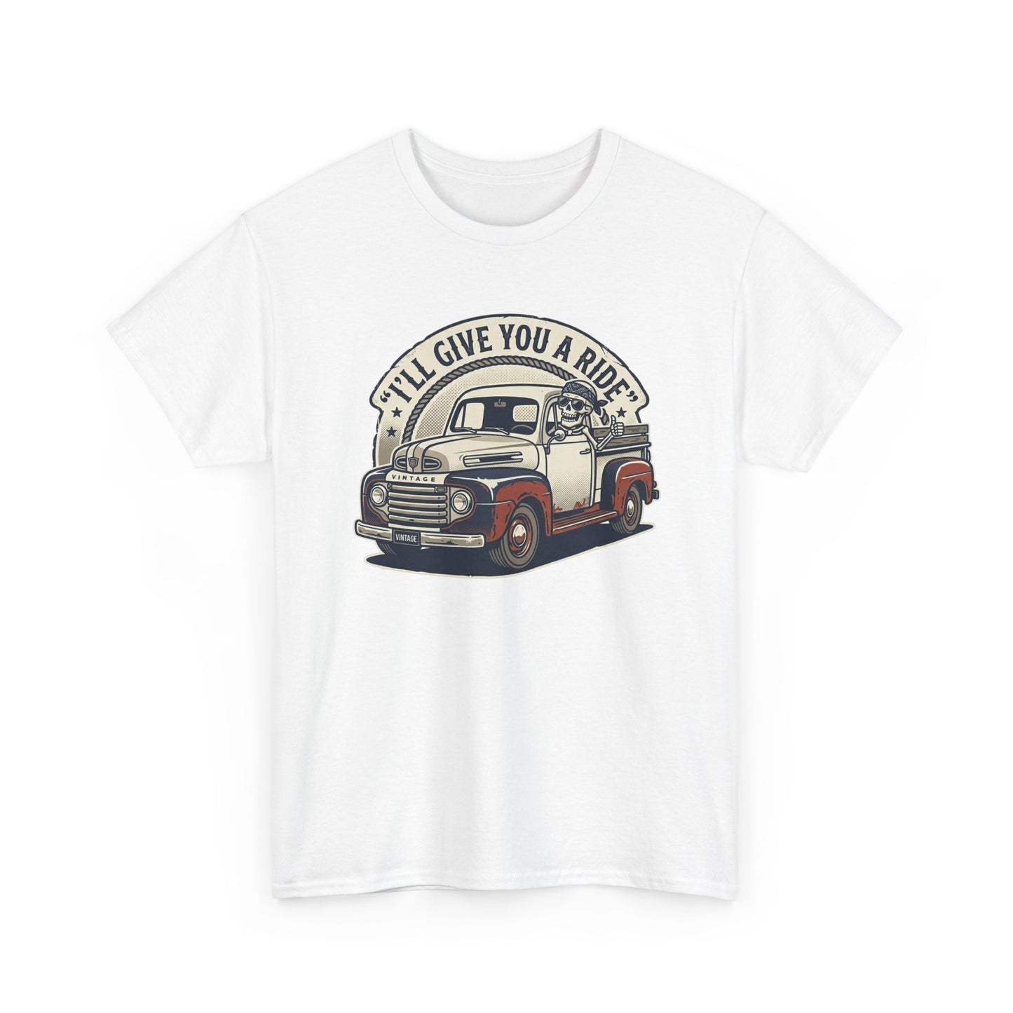 Vintage Pickup Truck T-Shirt — “I’ll Give You a Ride” Classic Retro Tee Printify
