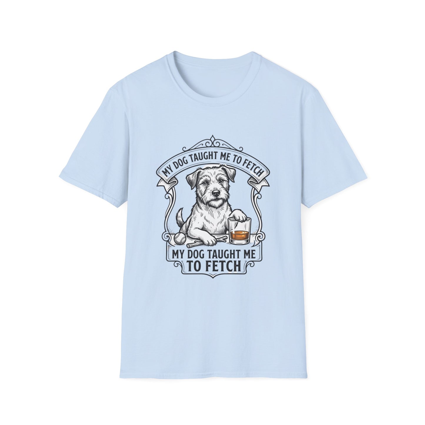 "My Dog Taught Me to Fetch" Vintage Pup Graphic Tee-Dog T-Shirt