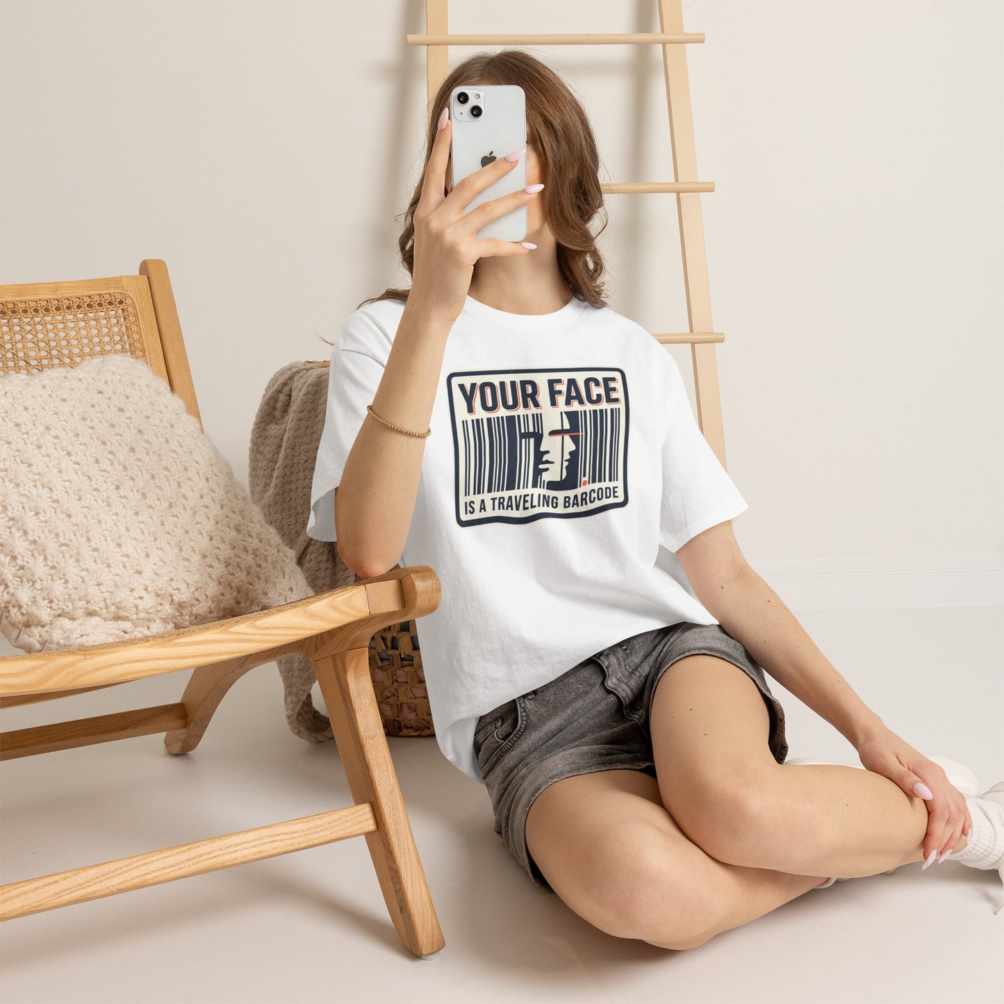 "Your Face Is a Traveling Barcode" Graphic Tee