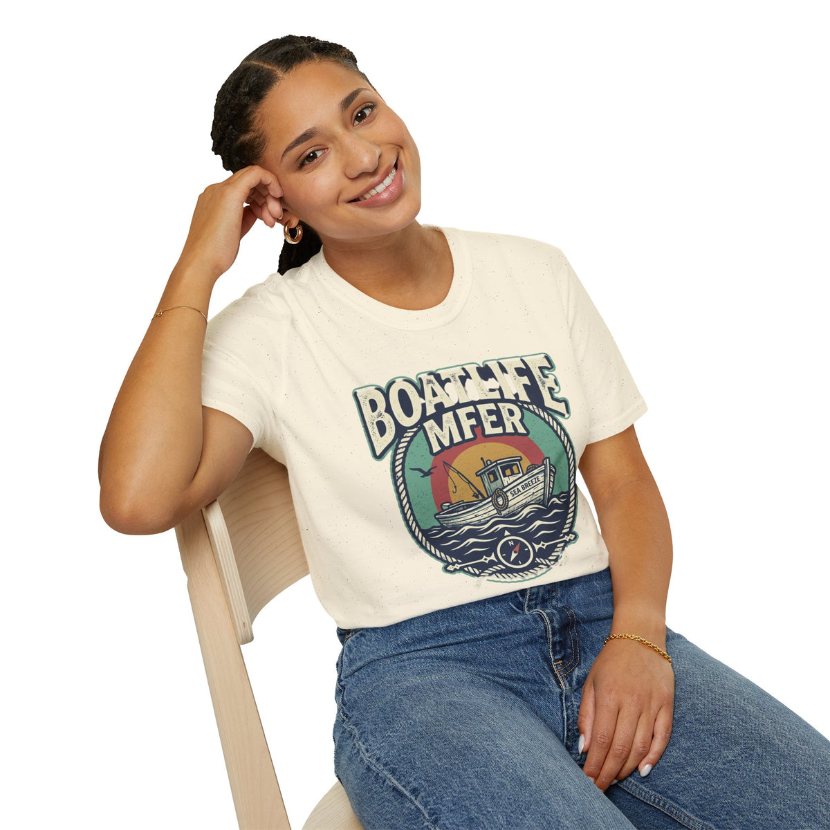 Boat Life T-Shirt – Vintage Fishing Boat Graphic 'Boat Life MFER' Tee