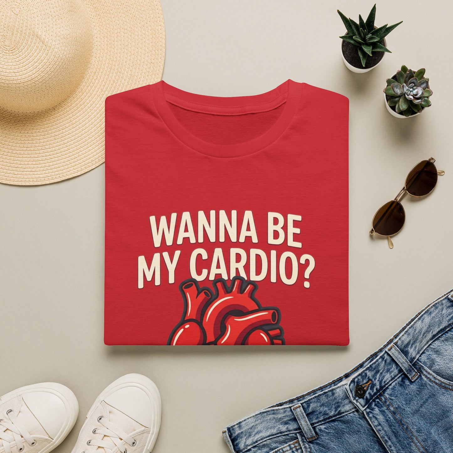 Wanna Be My Cardio? T-Shirt — Cute Anatomical Heart Graphic Tee