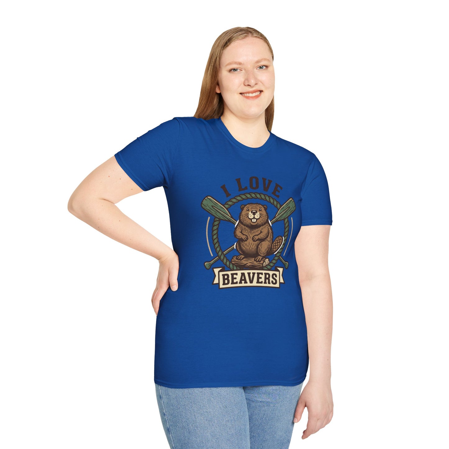 I Love Beavers T-Shirt — Cute Vintage Beaver Graphic Tee with Oars
