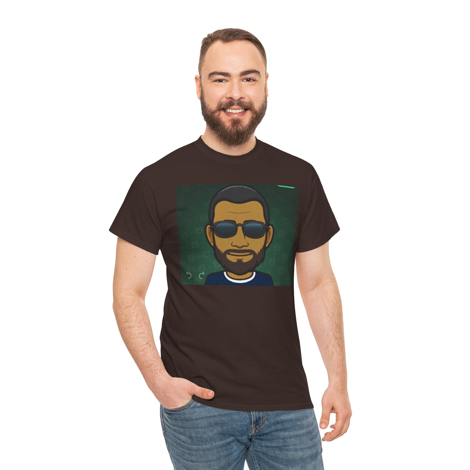 Bitmoji Portrait Tee — Cool Sunglasses Avatar Graphic T-Shirt Printify