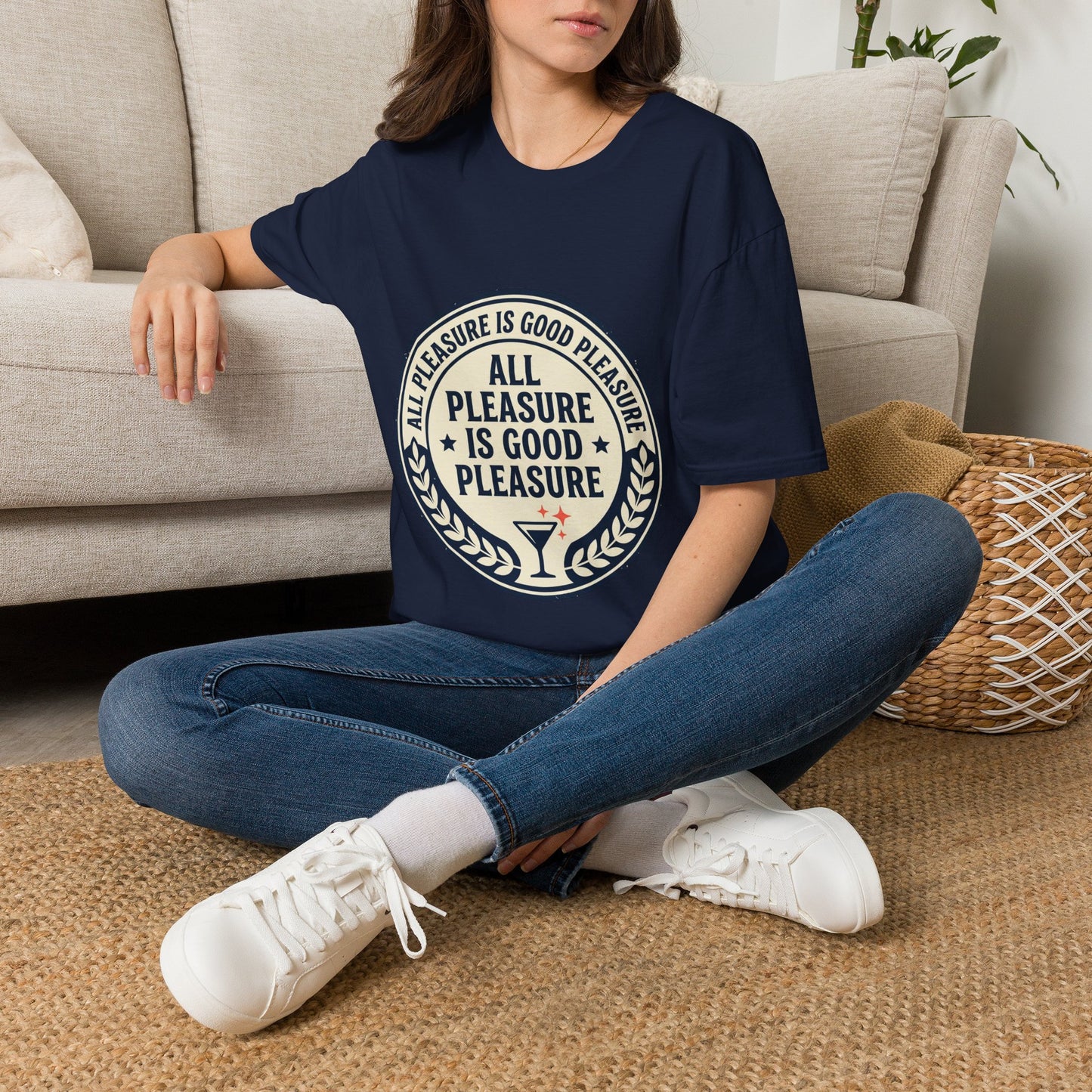 "All Pleasure Is Good Pleasure" Vintage Badge Tee
