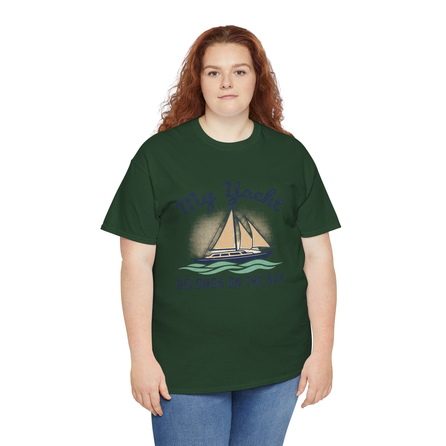 Sailboat Graphic Tee - "My Yacht Belongs on the Bay" Casual Nautical T-Shirt