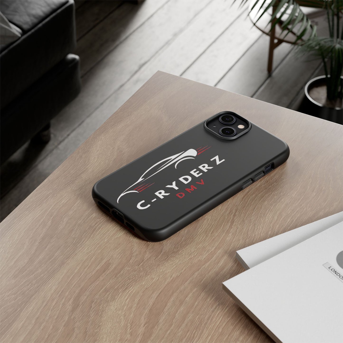C-Ryderz DMV Black Slim Phone Case — Sporty Car Silhouette Protective Cover Printify
