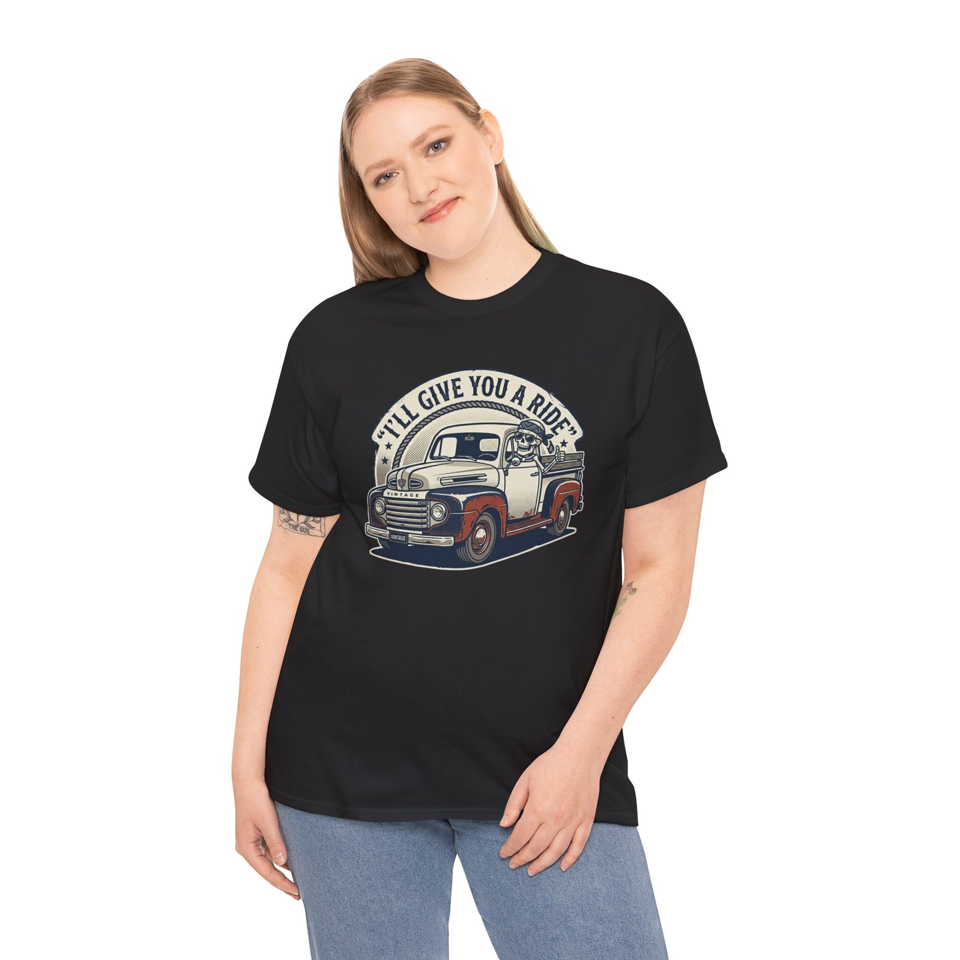 Vintage Pickup Truck T-Shirt — “I’ll Give You a Ride” Classic Retro Tee Printify