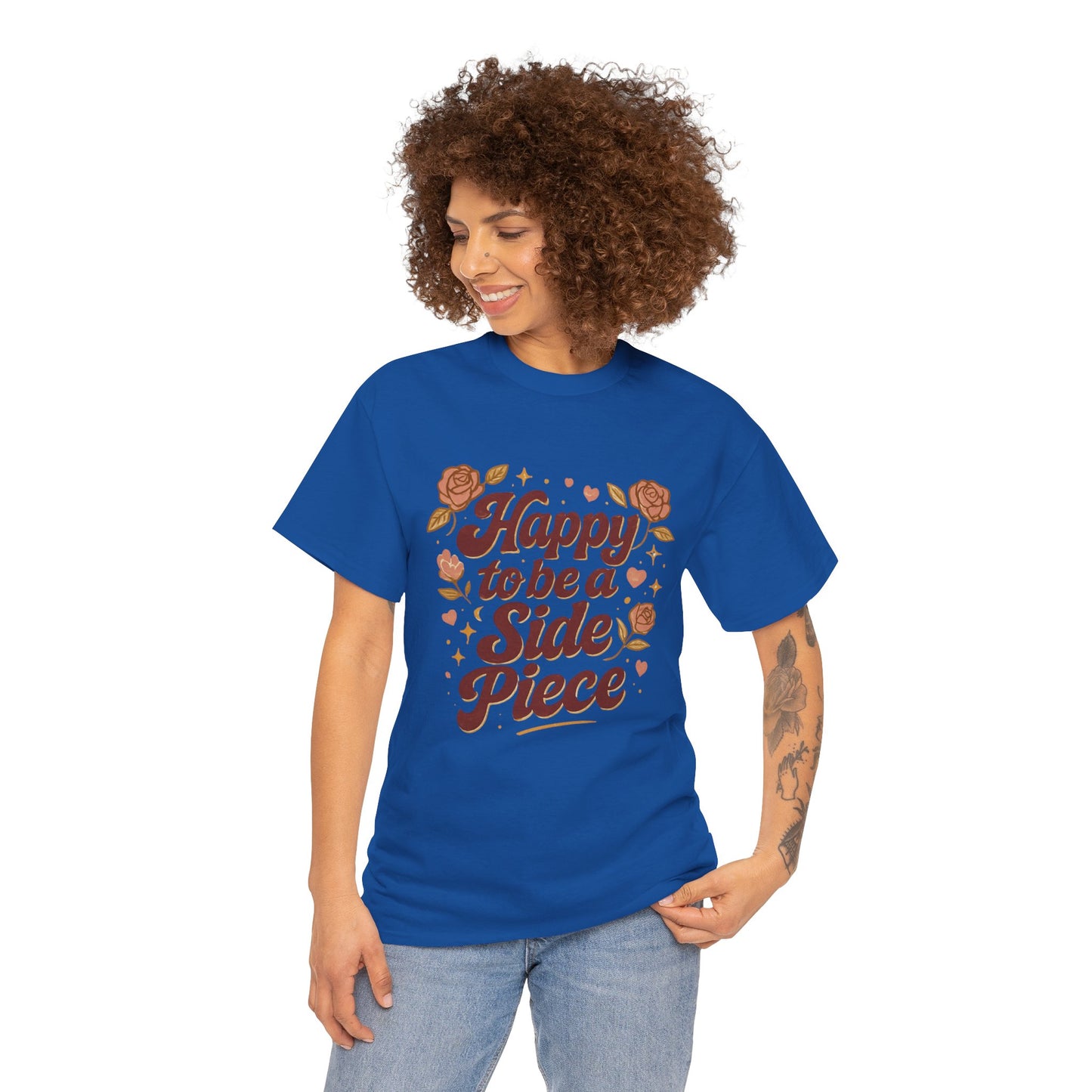 Happy to Be a Side Piece Tee — Retro Floral Statement T-Shirt