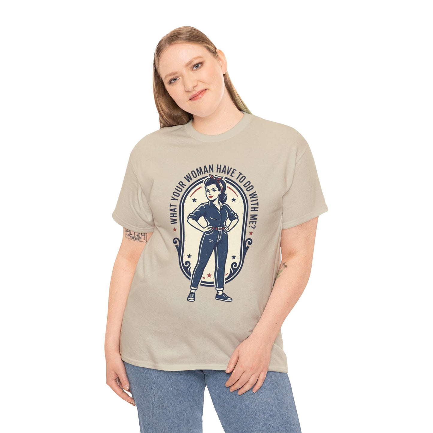'What Your Woman Have To Do With Me?' Retro Pin-Up Graphic Tee