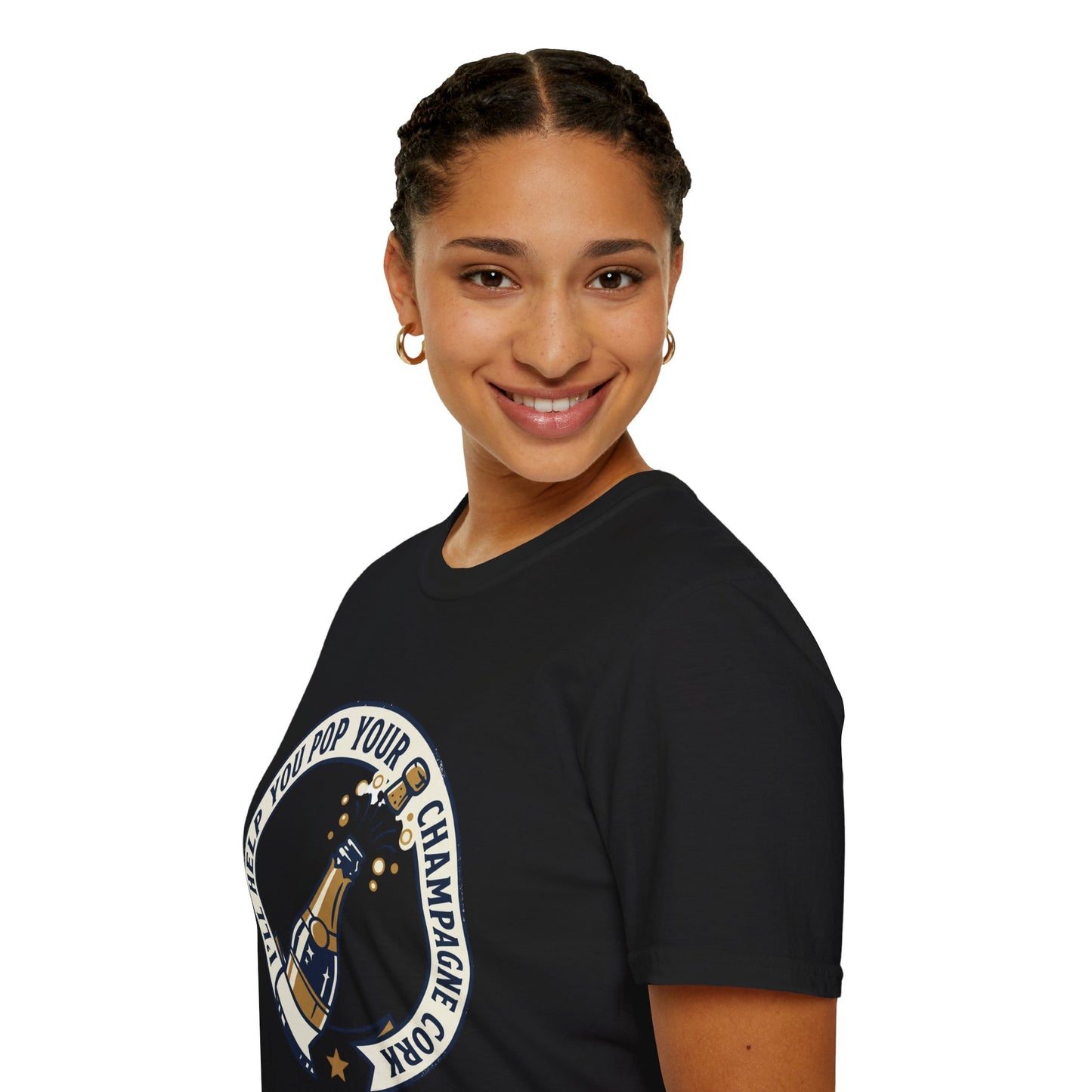 Champagne Cork Pop T-Shirt – "I’ll Help You Pop Your Champagne Cork" Celebration Tee