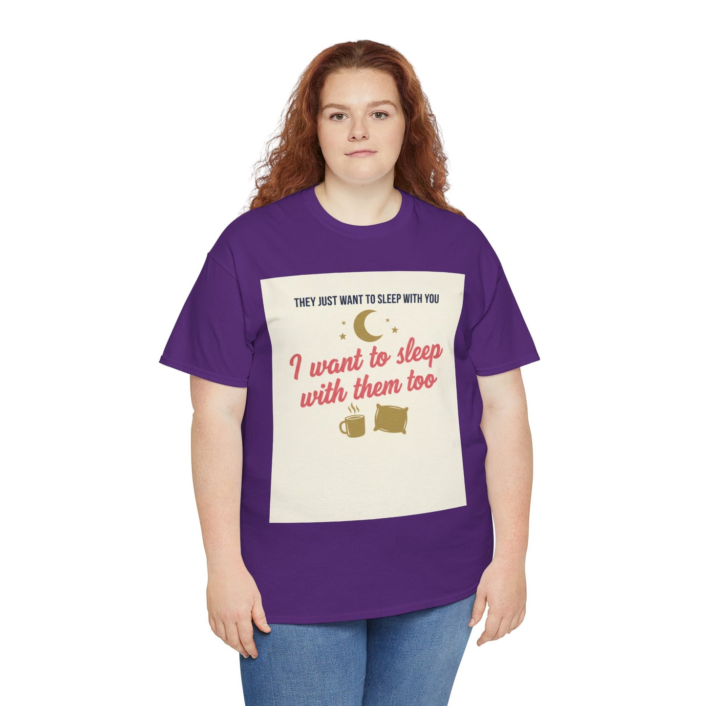 Sleepy Cats T-Shirt — "I Want to Sleep with Them Too" Cute Nighttime Pet Tee