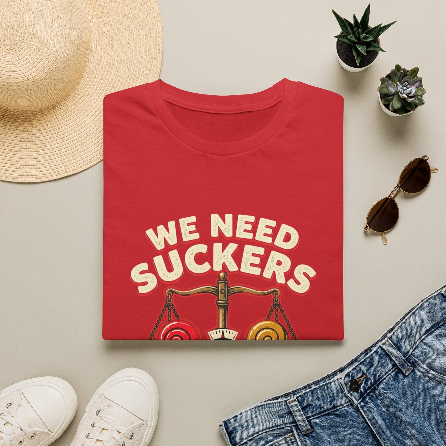 "We Need Suckers to Keep Things Balanced" Retro Candy Scale Tee