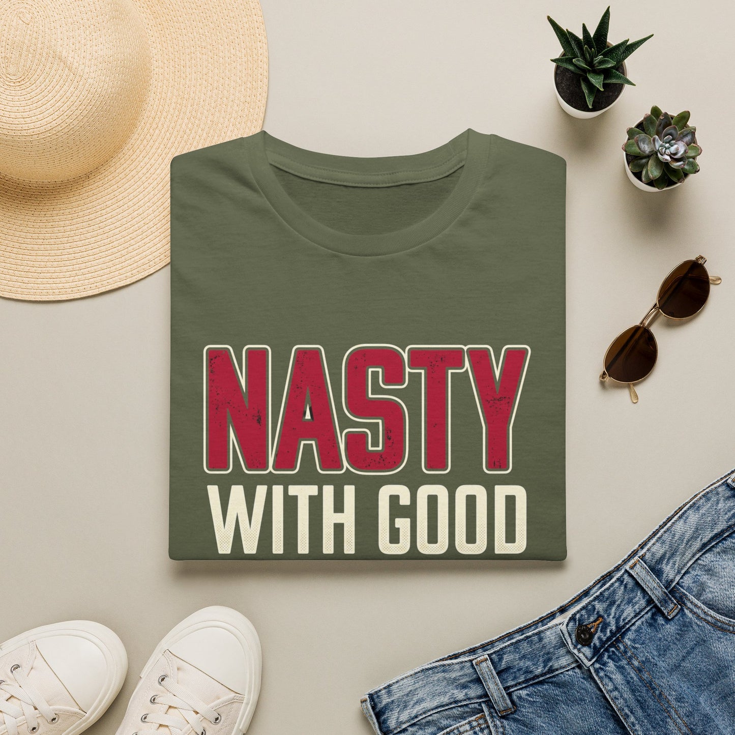 "NASTY With Good Hands" Bold Lettering Graphic Tee