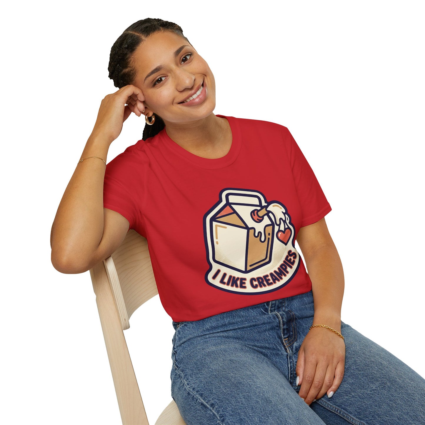 Cream Pie Cartoon T-Shirt — "I Like Creampies" Retro Milk Carton Graphic Tee