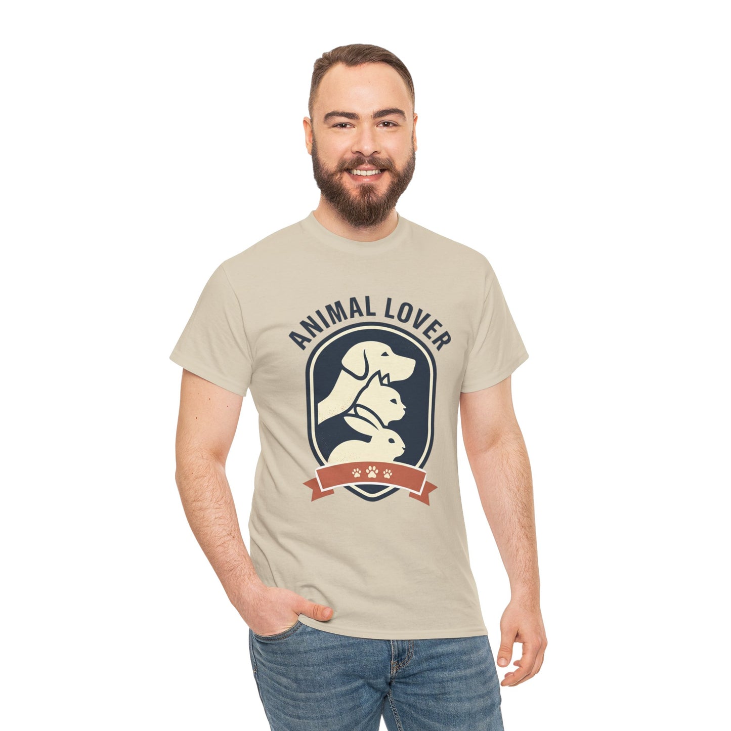 Animal Lover T-Shirt — Retro Pet Badge Tee (Dogs & Cats)