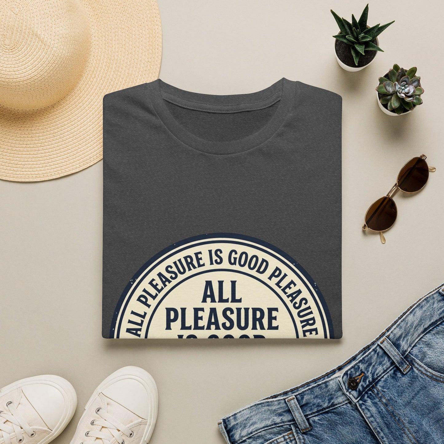"All Pleasure Is Good Pleasure" Vintage Badge Tee