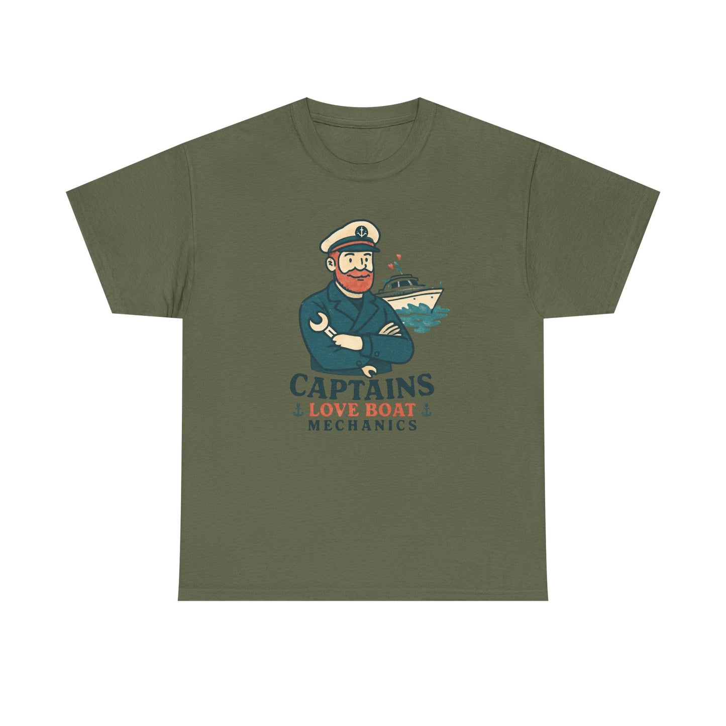 Captain Mechanics T‑Shirt — "Captains Love Boat Mechanics" Nautical Crew Tee