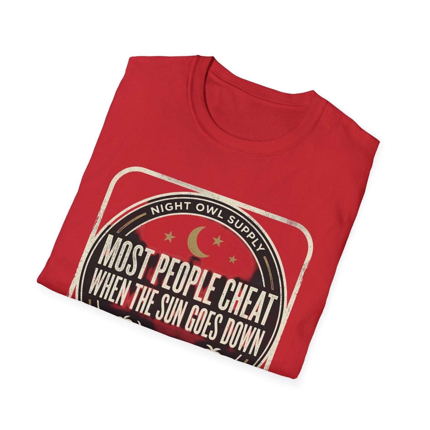 “Most People Cheat When The Sun Goes Down” Vintage Graphic Tee-Night Owl T-Shirt