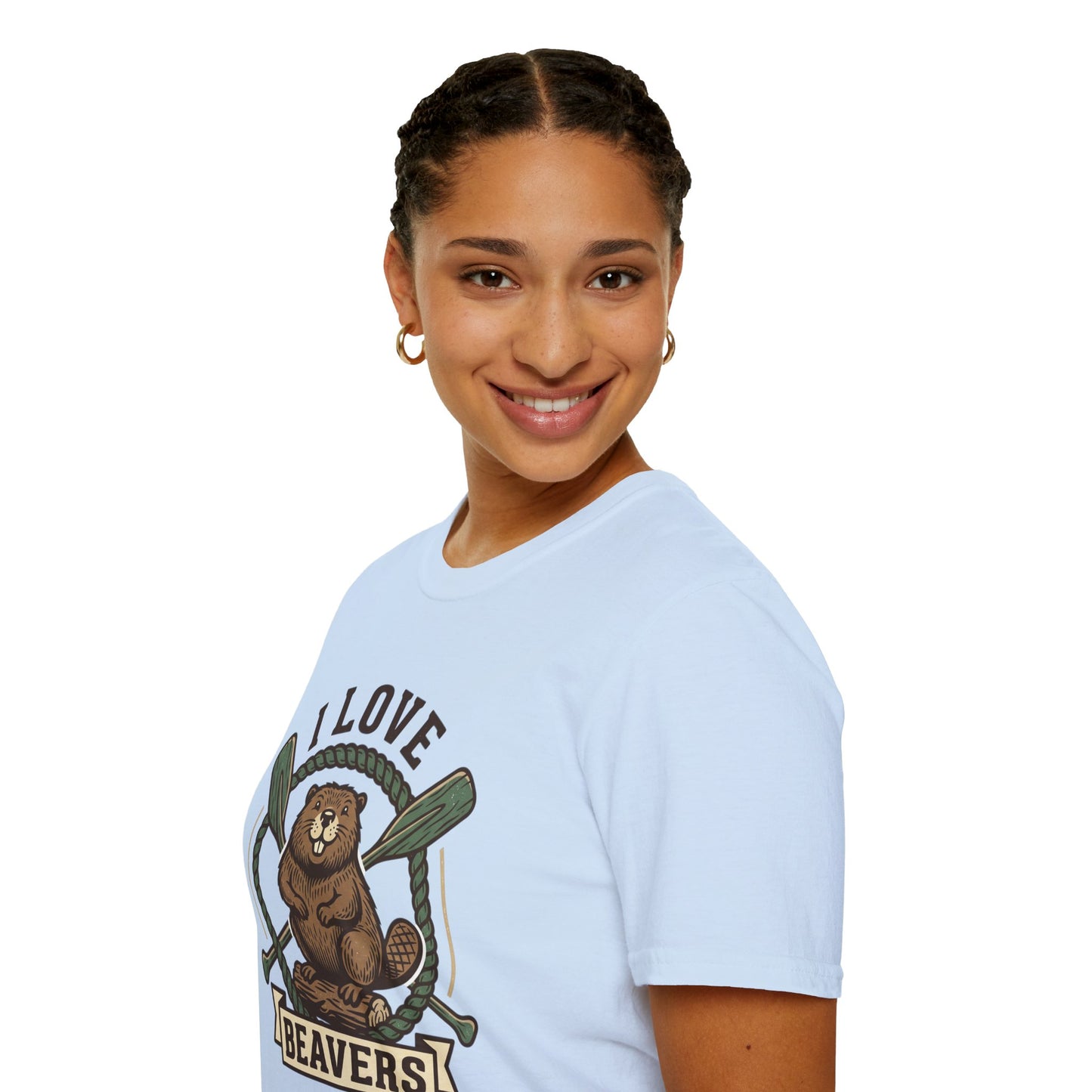 I Love Beavers T-Shirt — Cute Vintage Beaver Graphic Tee with Oars
