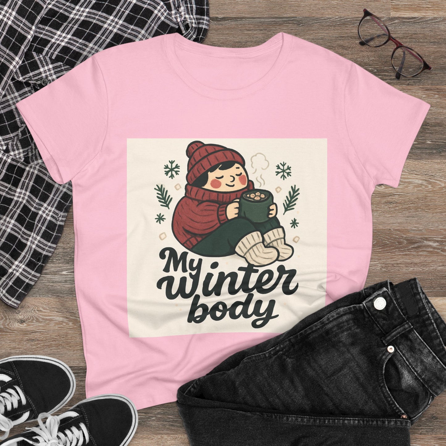 My Winter Body Women's Tee — Cozy Hot Cocoa Graphic T-Shirt
