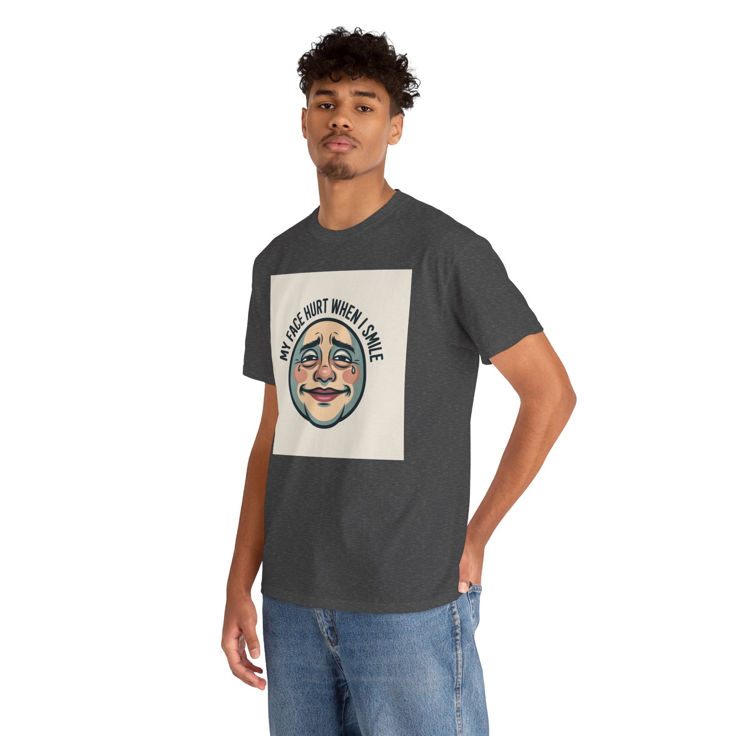 Graphic Tee — “My Face Hurt When I Smile” Vintage Sad Clown Laughing Design