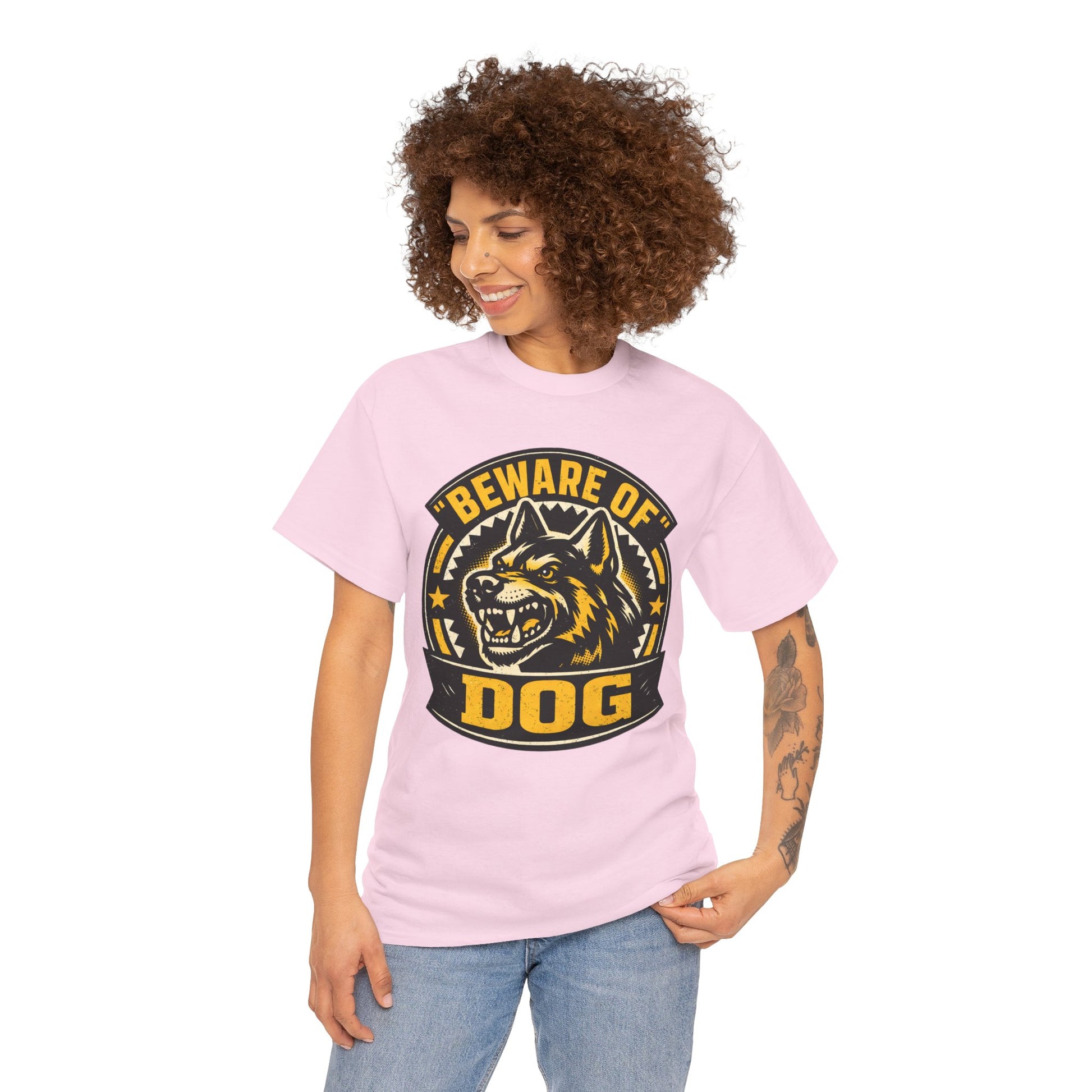 Beware of Dog T-Shirt — Retro Aggressive Dog Warning Graphic Tee Printify