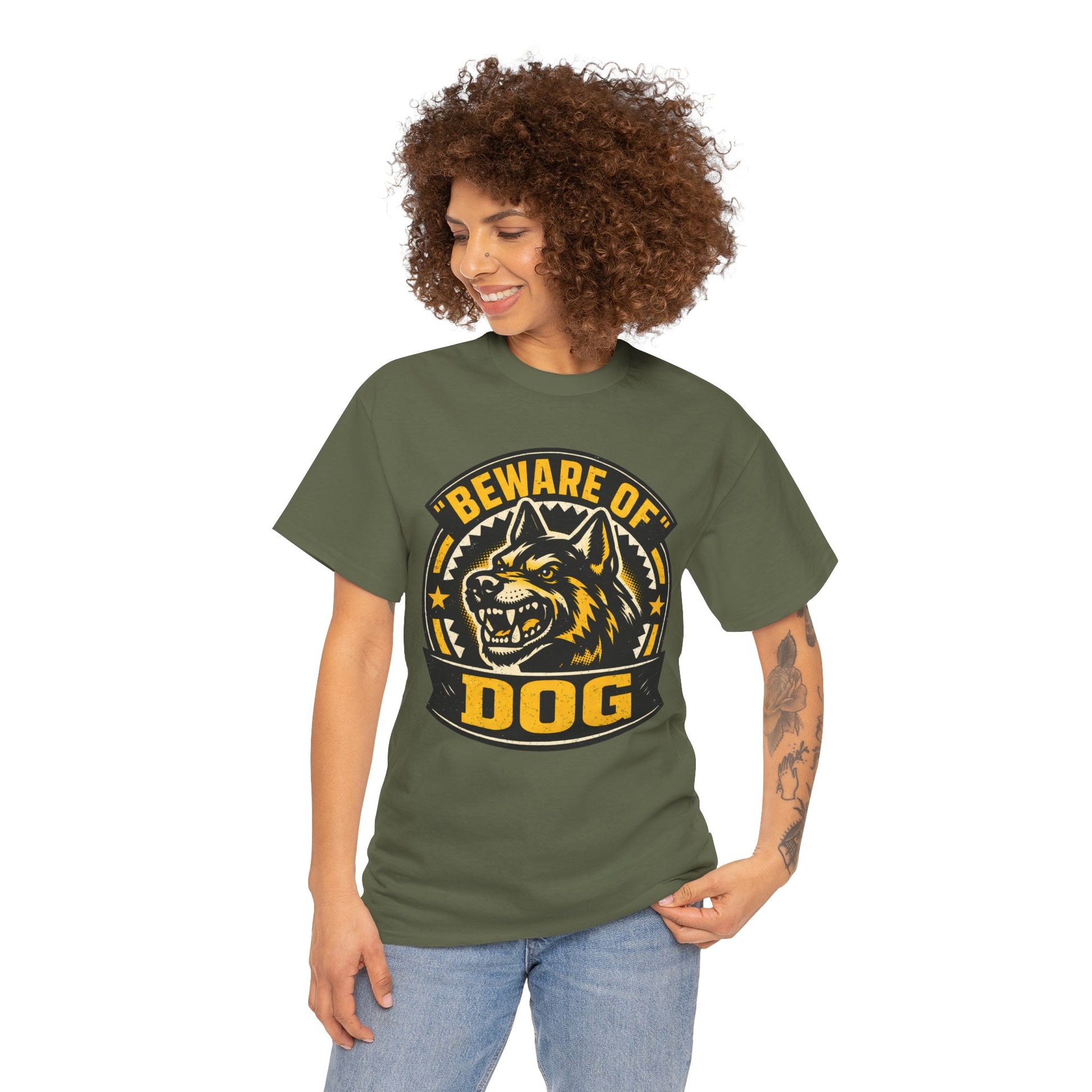 Beware of Dog T-Shirt — Retro Aggressive Dog Warning Graphic Tee Printify