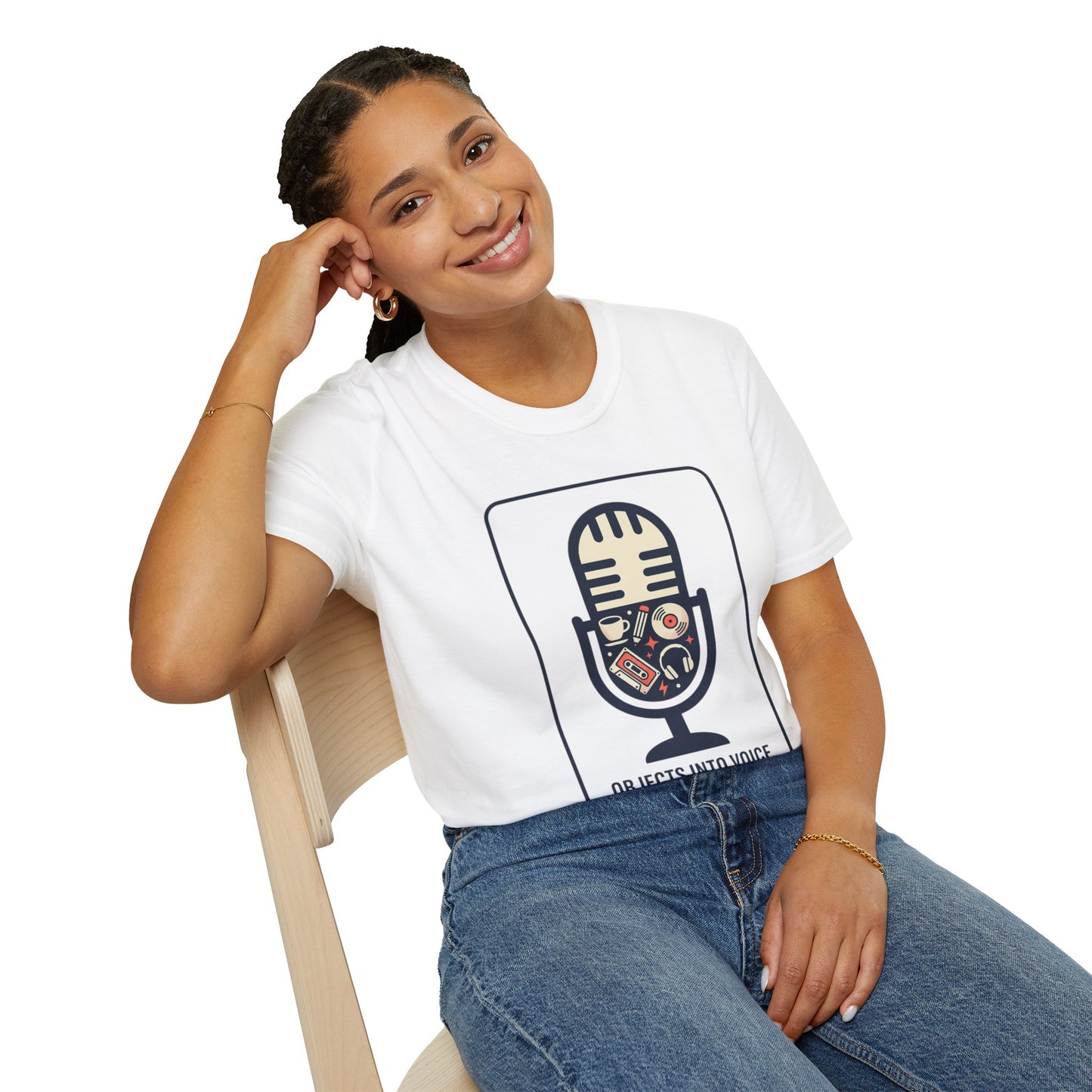 Microphone Graphic T-Shirt — “Objects Into Voice” Podcast Tee