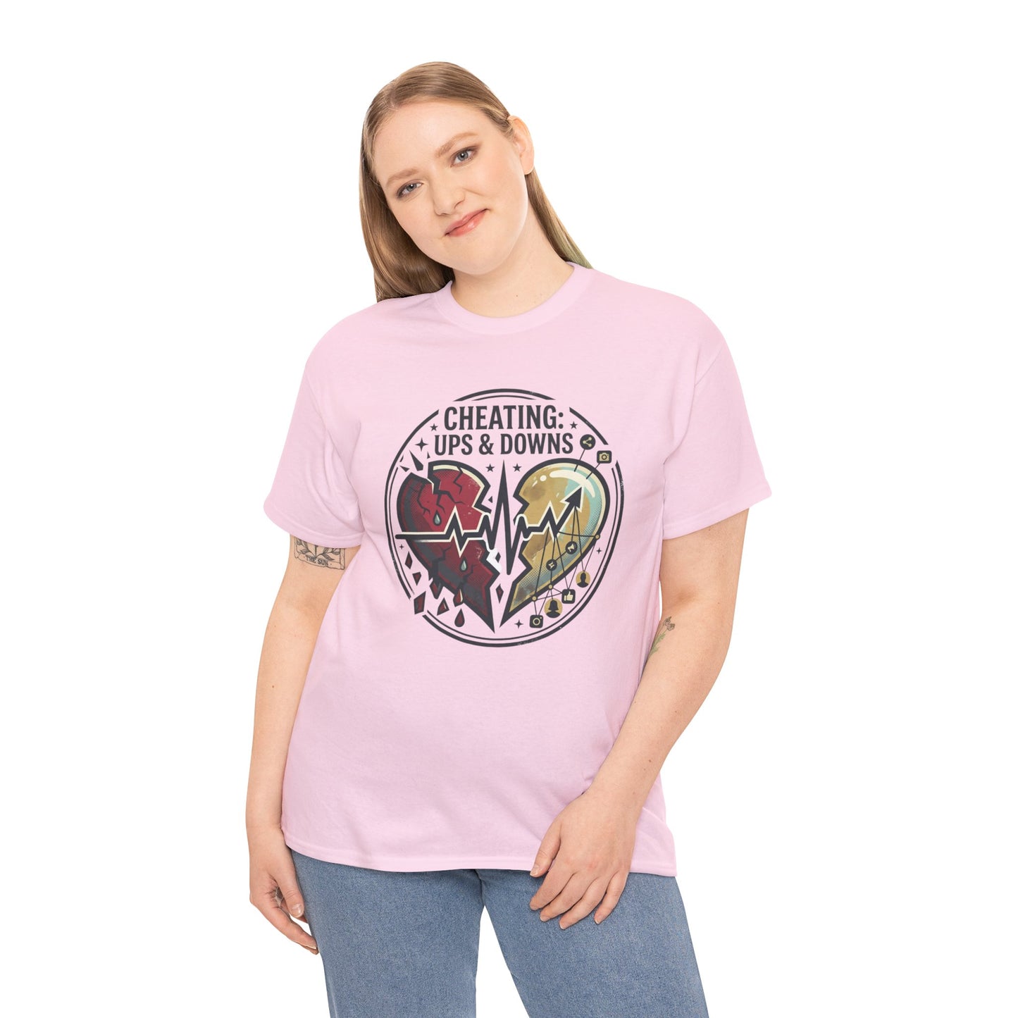 Cheating: Ups & Downs Broken Heart Graphic Tee Printify