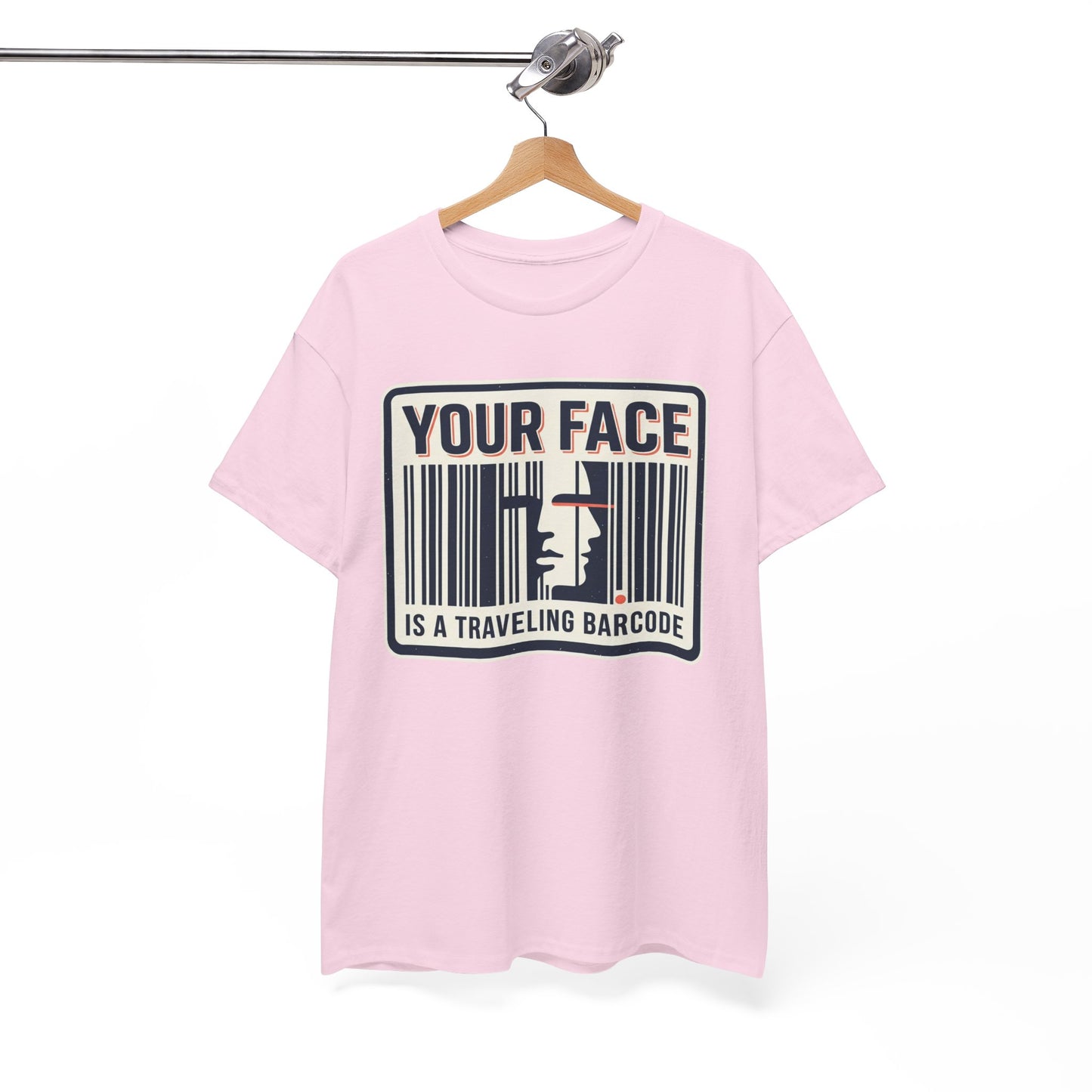 "Your Face Is a Traveling Barcode" Graphic Tee