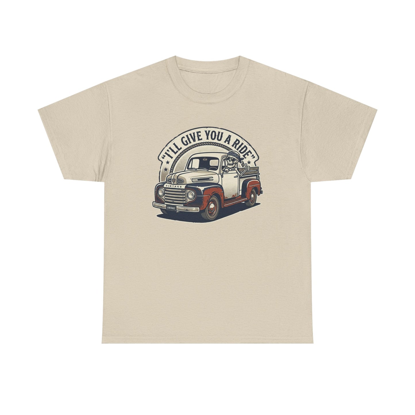 Vintage Pickup Truck T-Shirt — “I’ll Give You a Ride” Classic Retro Tee Printify