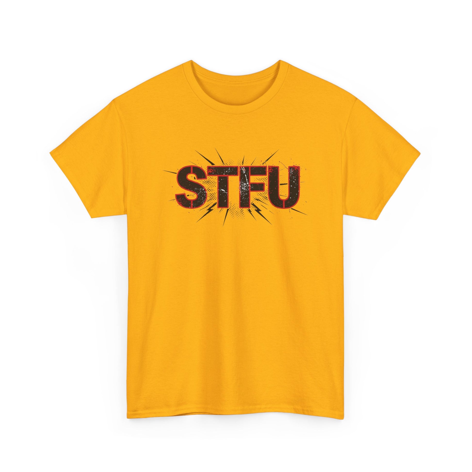 STFU Graphic Tee — Bold Distressed Text Shirt for Statement Style Printify