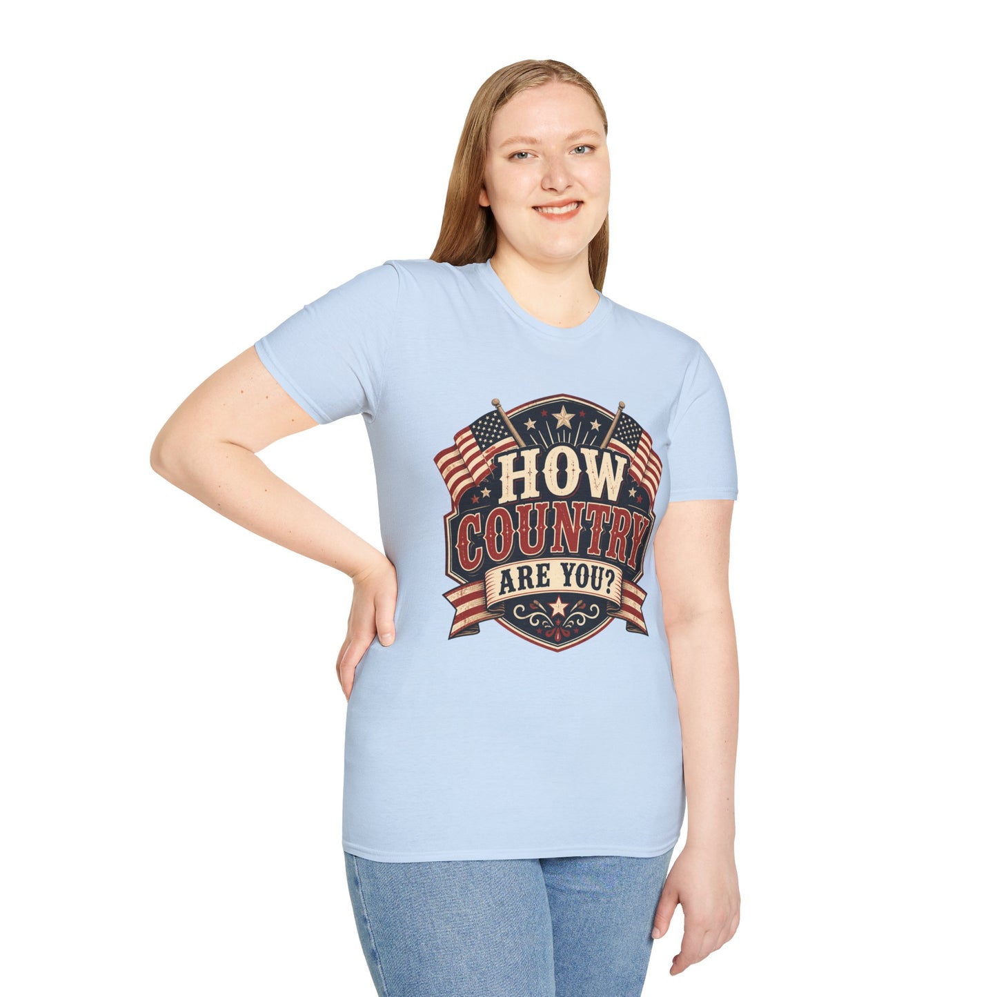 How Country Are You? T-Shirt — Vintage American Flag Country Graphic Tee
