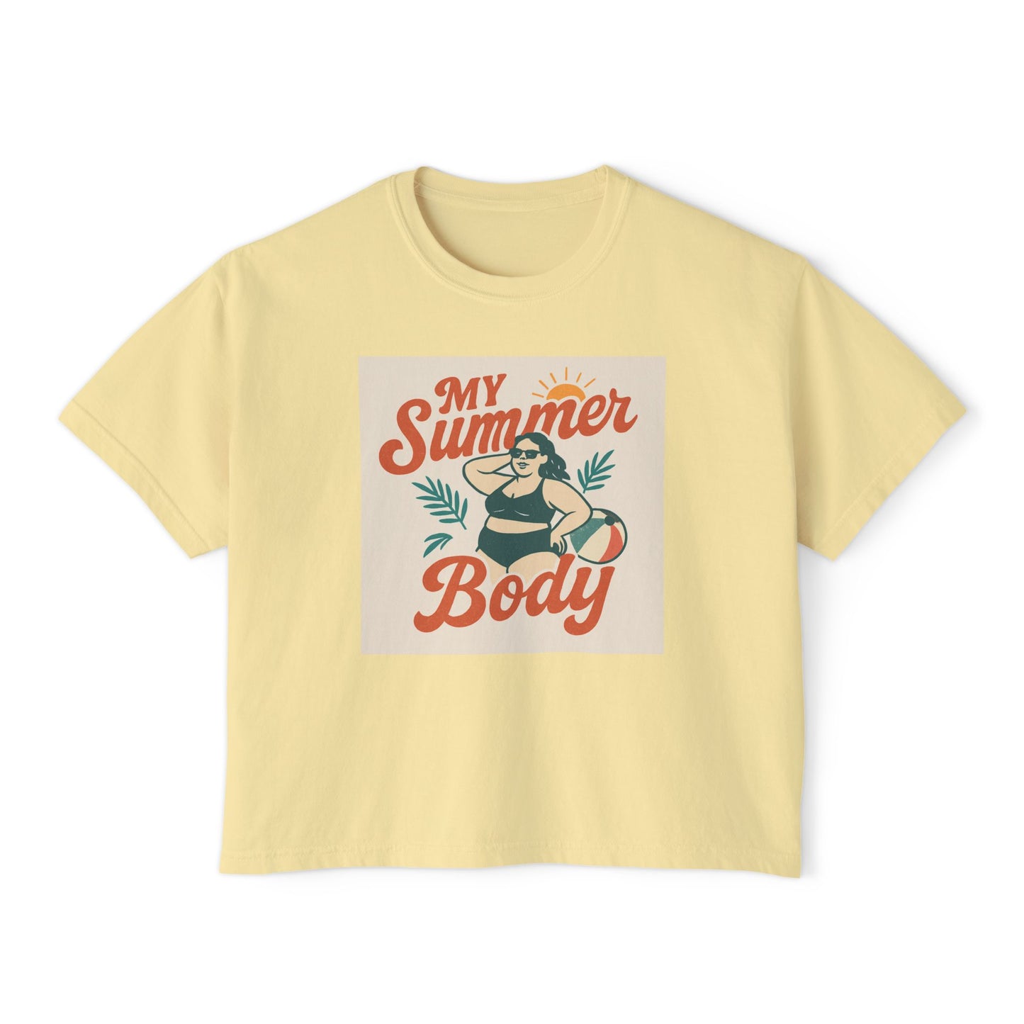 My Summer Body Boxy Tee — Retro Beach Graphic Women’s T‑Shirt