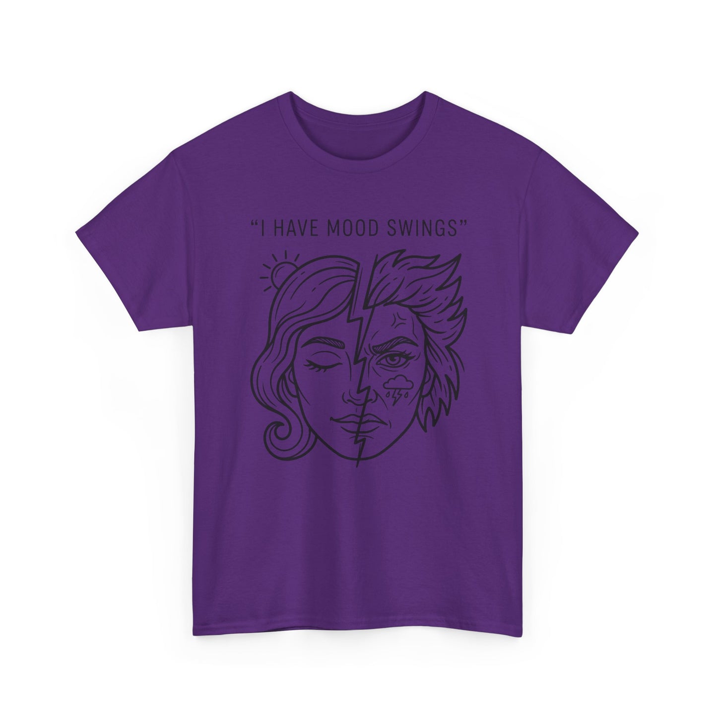 Mood Swings Graphic Tee — Split Face Line Art "I Have Mood Swings" T-Shirt Printify