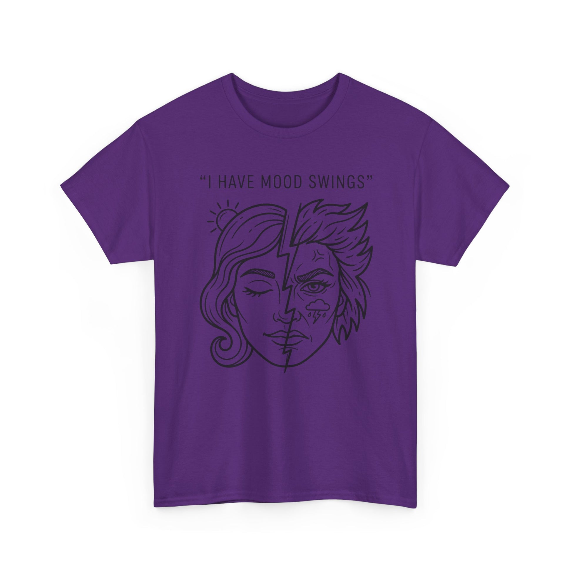 Mood Swings Graphic Tee — Split Face Line Art "I Have Mood Swings" T-Shirt Printify