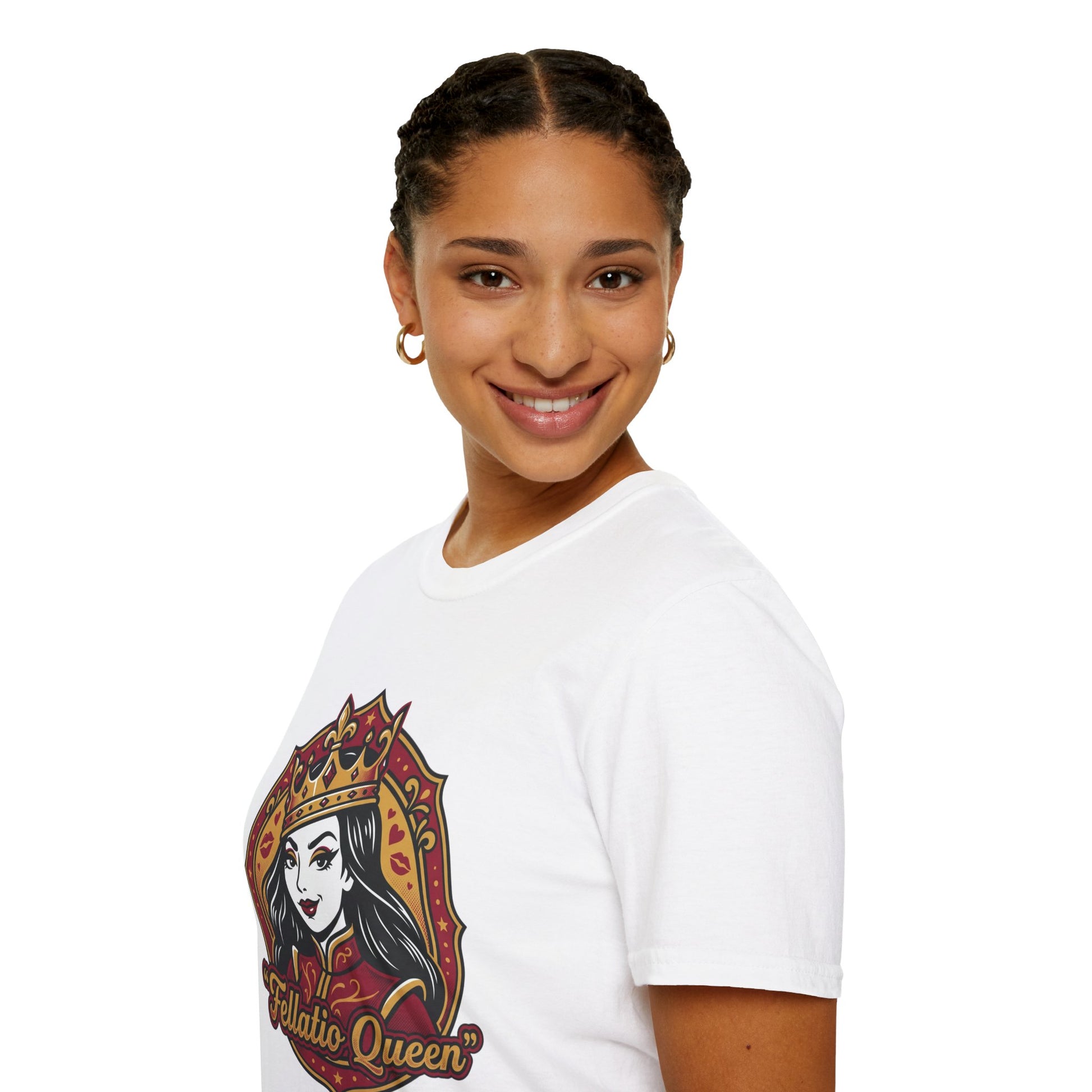 "Fellatio Queen" Retro Pinup Crown Graphic Tee Printify