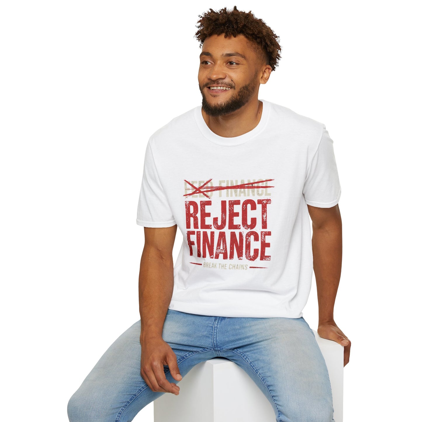 Reject Finance T-Shirt — Bold Red Protest Graphic Tee