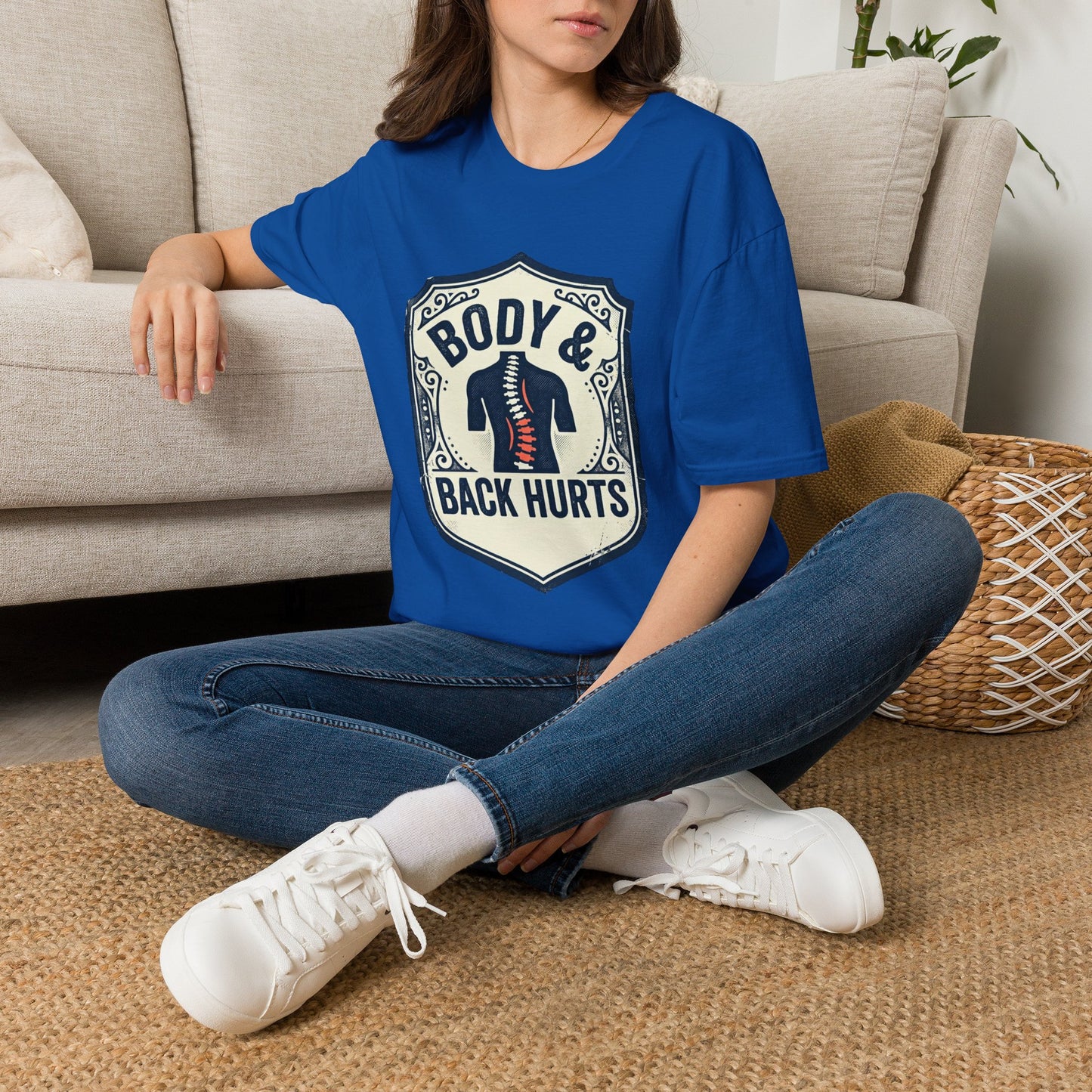 Back Hurts T-Shirt — Body & Back Hurts Graphic Tee for Spine Pain Relief Awareness