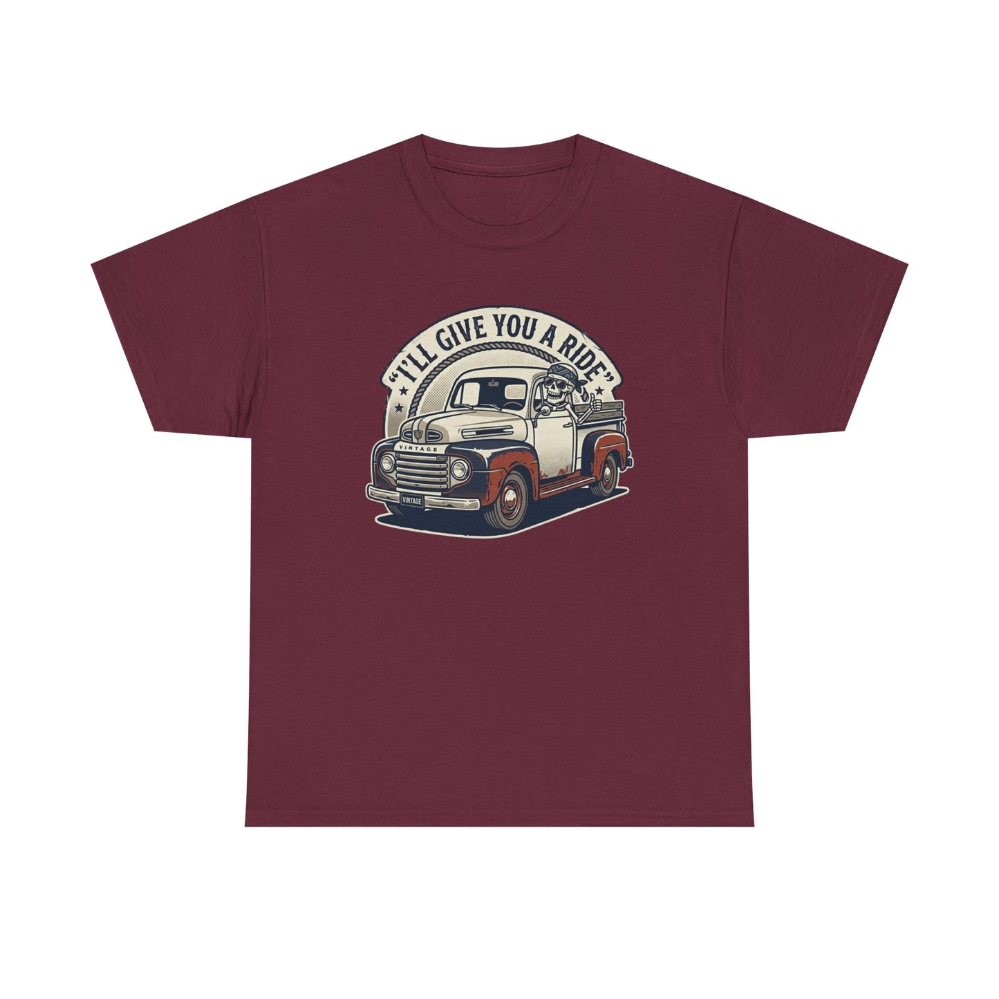 Vintage Pickup Truck T-Shirt — “I’ll Give You a Ride” Classic Retro Tee Printify