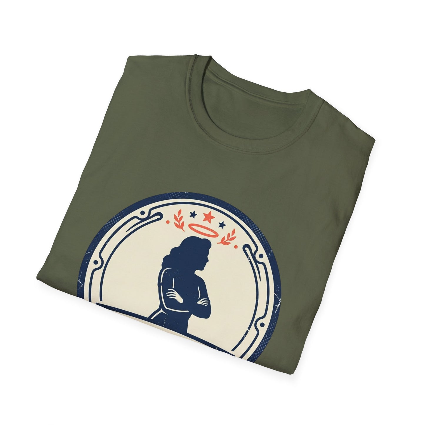 I Am Her Women’s T-Shirt — Empowering Mom & Woman Pride Vintage Badge Tee